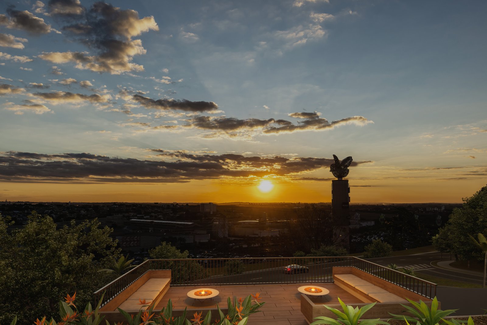 Vista de Campinas ao pôr do sol