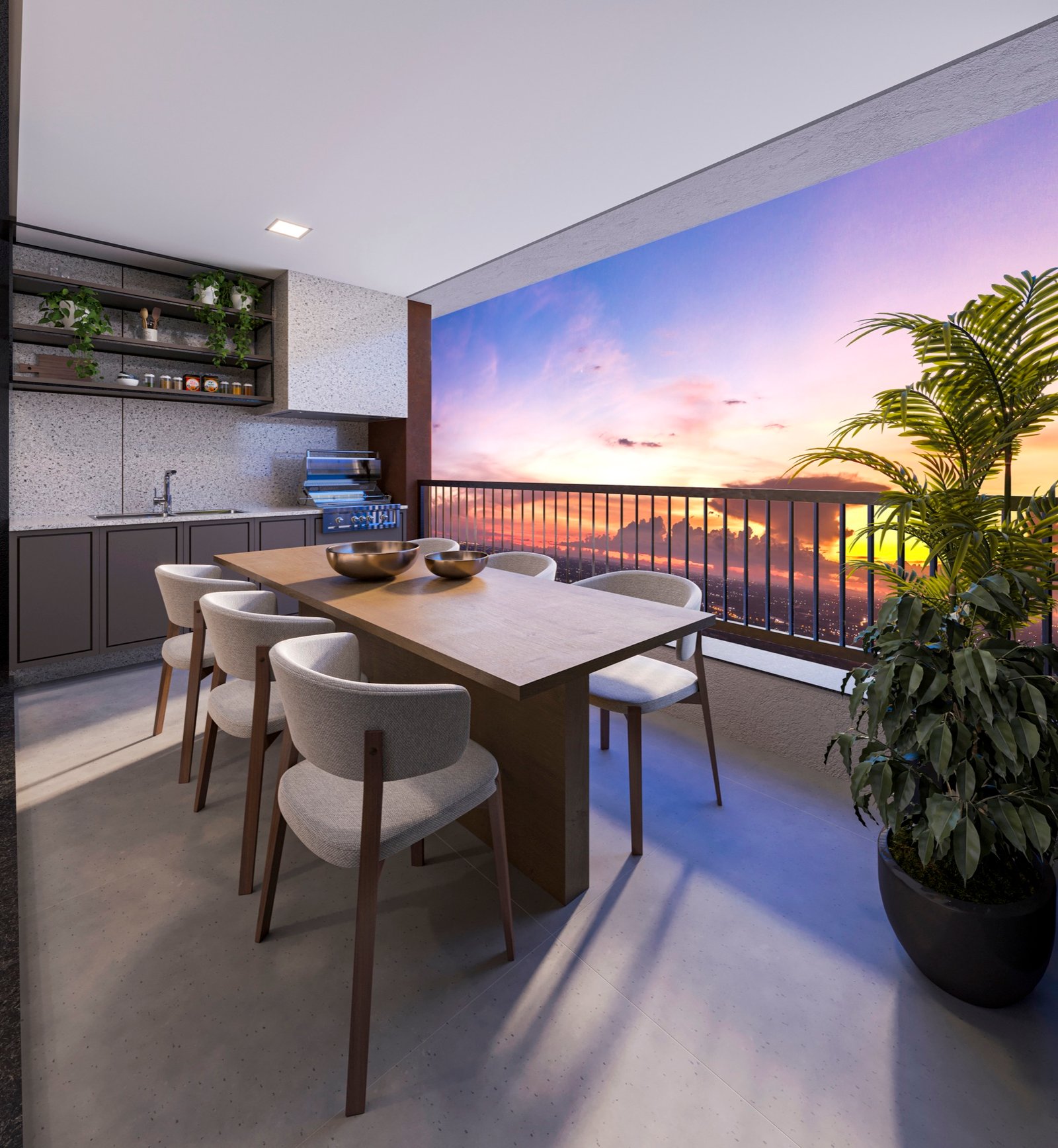 Varanda gourmet do apartamento de 95 m²